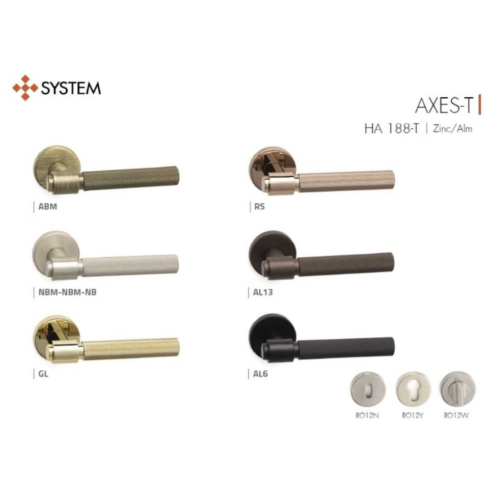 System AXES-T Rozetli Kapı Kolu Siyah Renk (HA188TRO12 AL6) WC