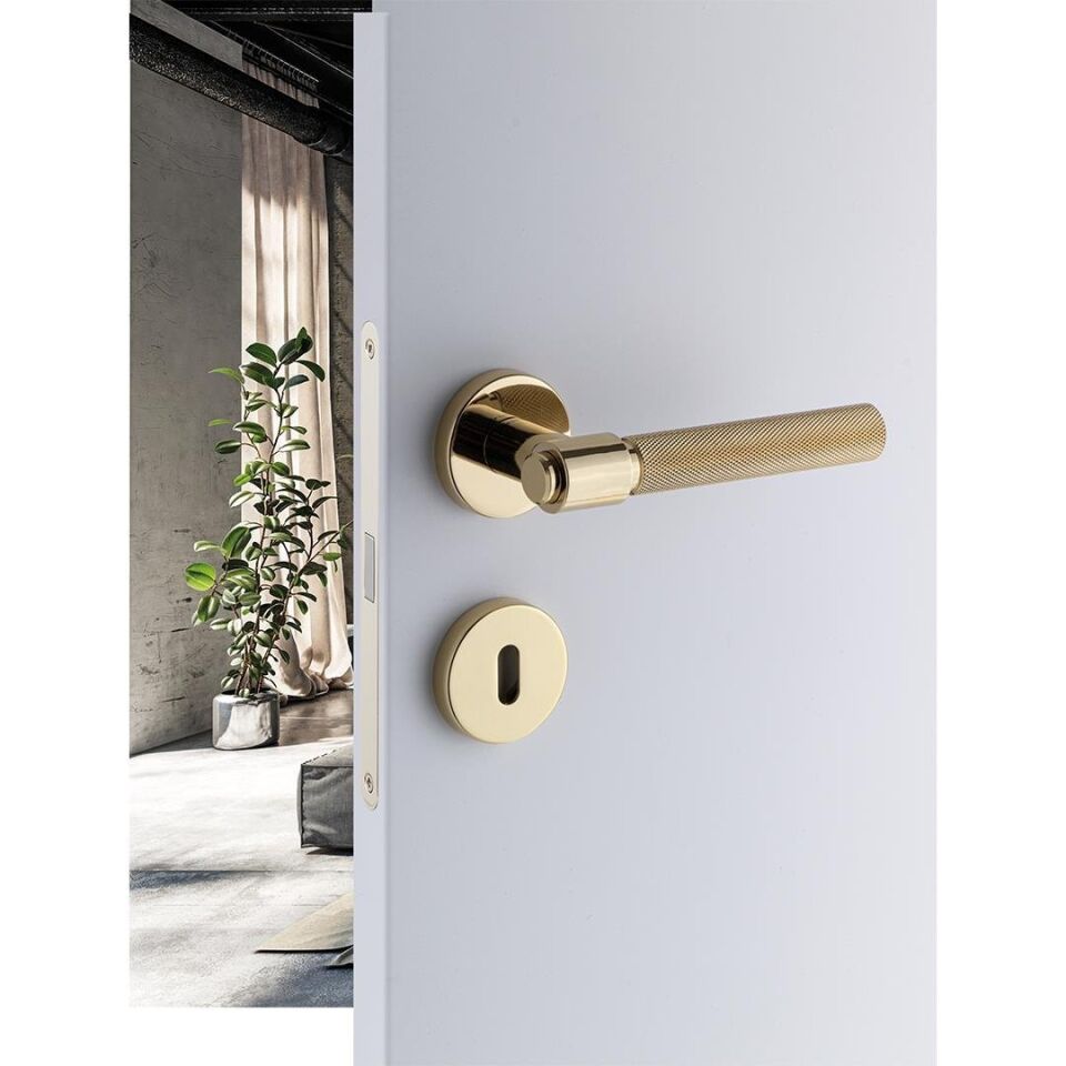 System AXES-T Rozetli Kapı Kolu Gold Renk (HA188TRO12 GL)