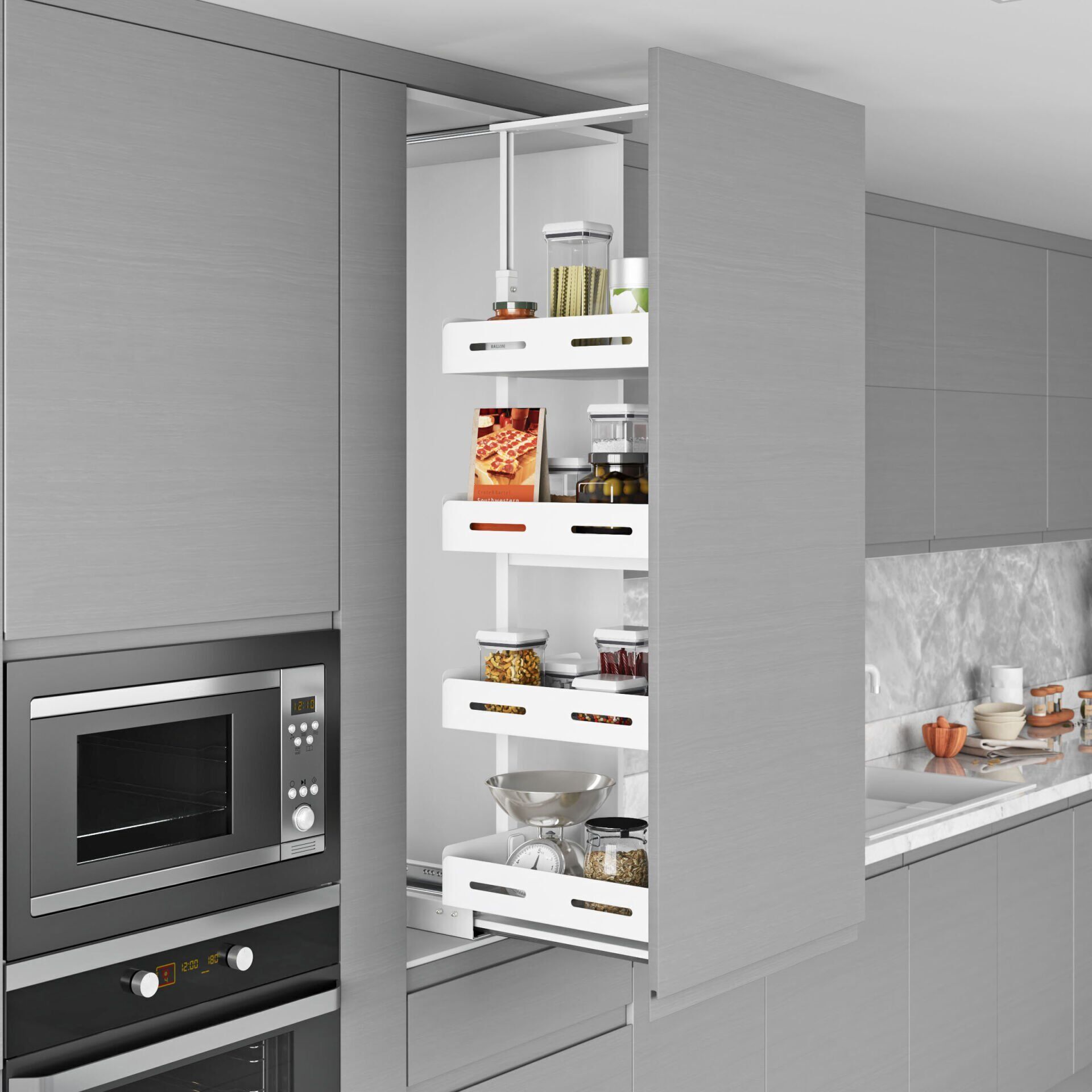 Unique Box Gizli Raylı Frenli Kiler 1250-1400 mm | 450 mm Kapak Uyumlu