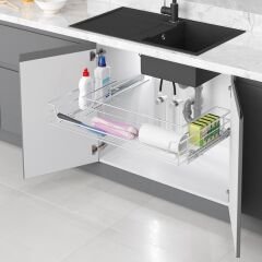 Bağımsız Eviye Altı Çift Açılım Gizli Raylı Çekmece 800 mm