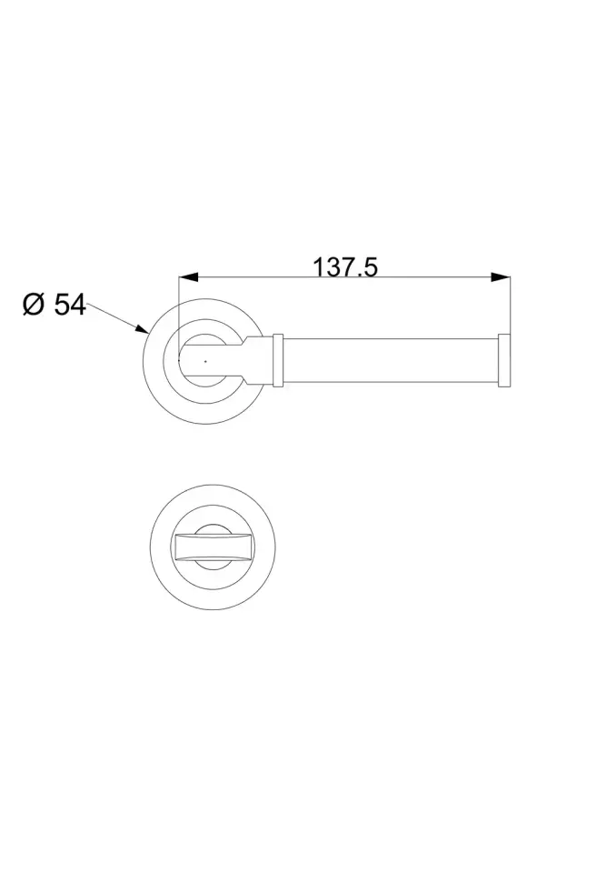 Lether Siyah Derili Rozetli Kapı Kolu Krom WC