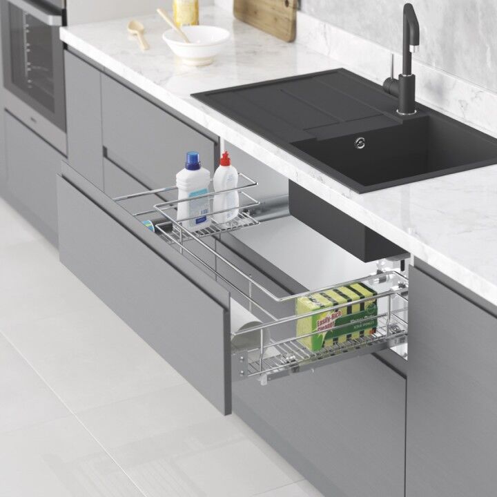 Kapağa Monte Eviye Altı Çift Açılım Gizli Raylı Çekmece 800 mm