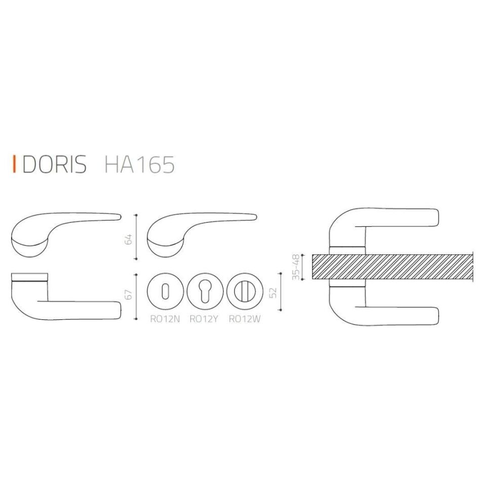 System DORIS Rozetli Kapı Kolu Krom Renk (HA165RO12 CR)