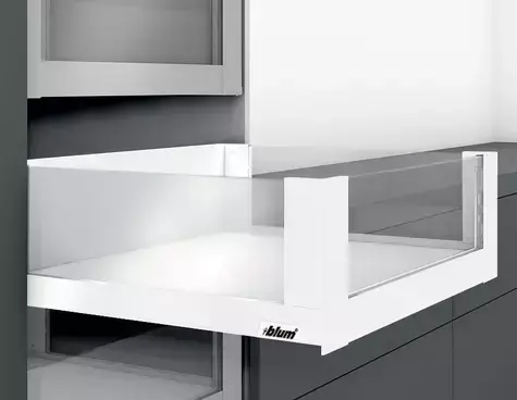 Blum Legrabox Free C Ön ve Yanak Camlı 70 Kg Blumotion İpek Beyaz