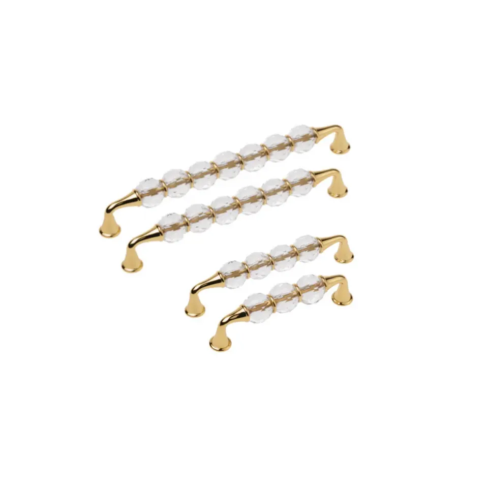 Vista D’oro Bebek Şeffaf Kristalli Çekmece Kulp 24 Ayar Altın Kaplama