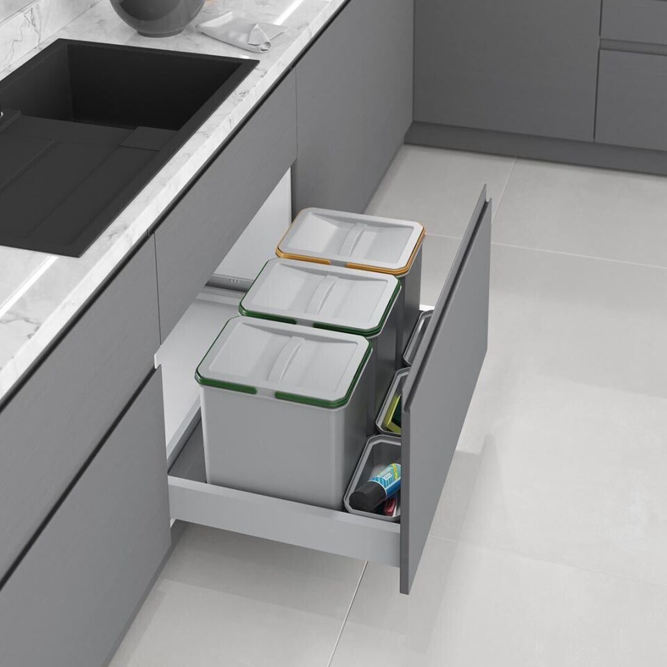 Çekmece İçi Çöp Kovası (Manuel) - 12+12+12+1+1+1 Lt