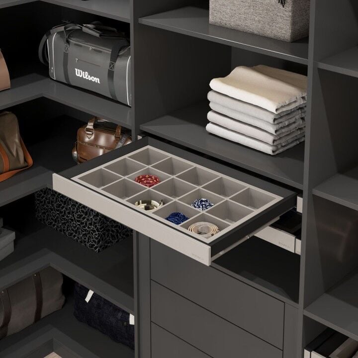 Leather Touch Gizli Raylı Bölmeli Çekmece Antrasit