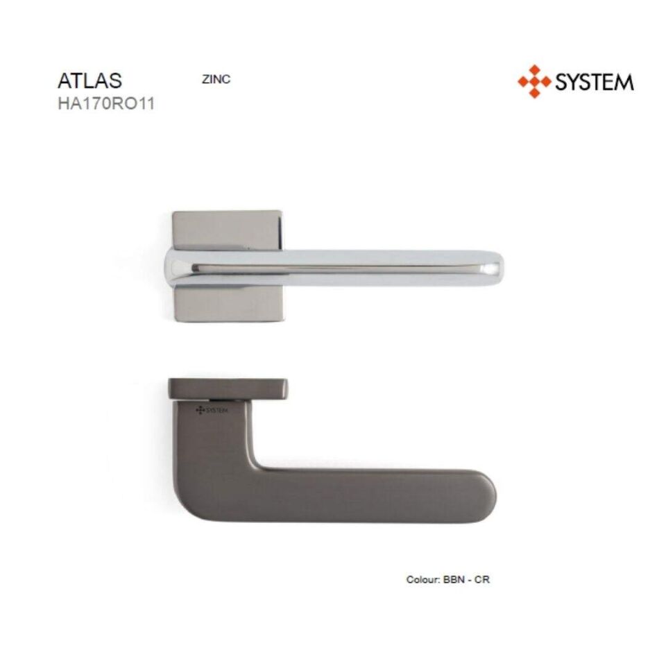 System ATLAS Rozetli Kapı Kolu Füme Renk (HA170RO11 BBN)