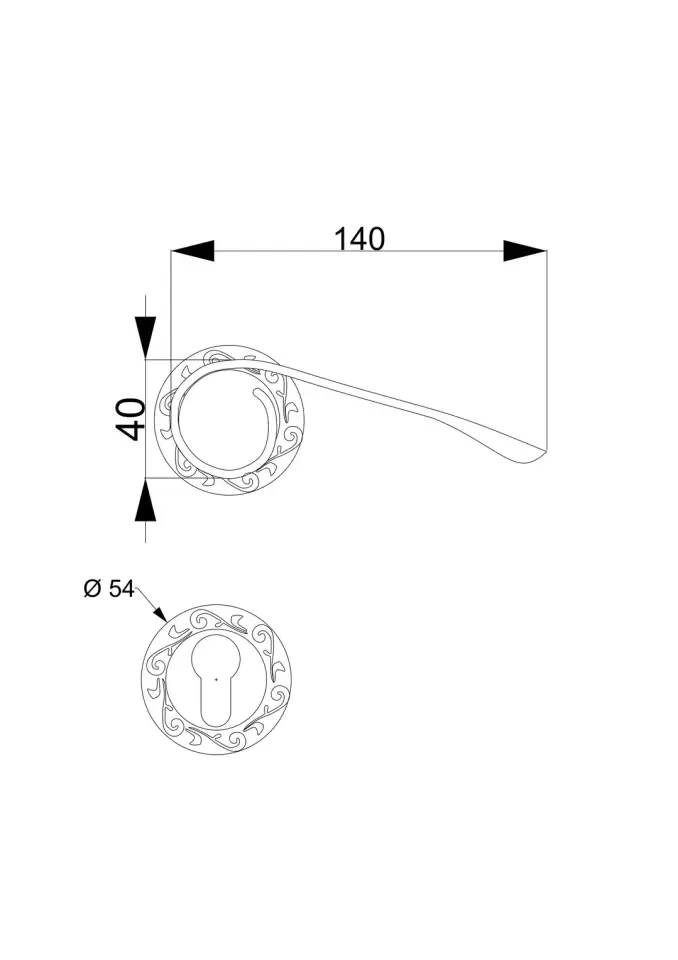Conchiglia Rozetli Kapı Kolu Rustikli 24 Ayar Altın Kaplama