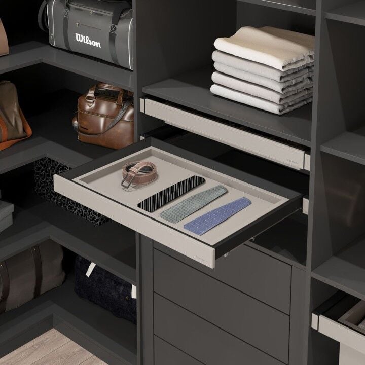Leather Touch Gizli Raylı Sığ Çekmece Antrasit