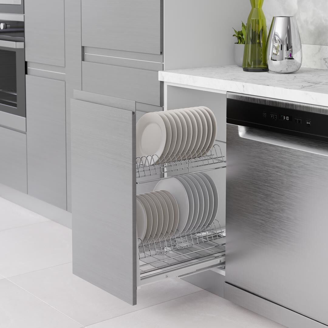 Zemin Bağlantılı Gizli Raylı Tezgah Altı Tabaklık 300 mm