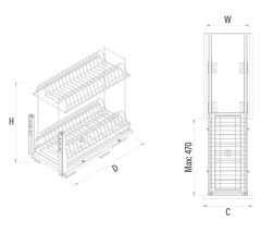 Zemin Bağlantılı Gizli Raylı Tezgah Altı Tabaklık 300 mm