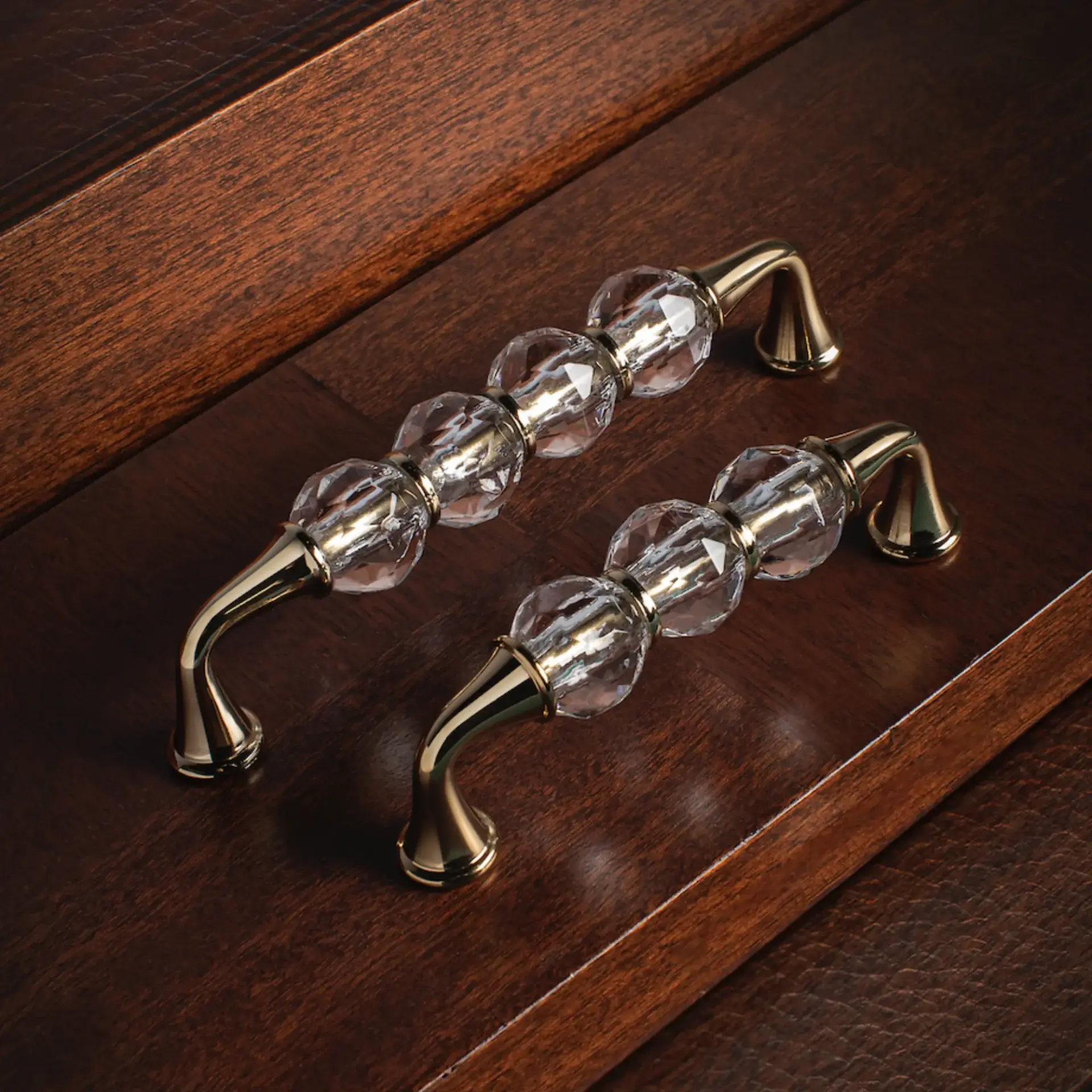 Vista D’oro Bebek Şeffaf Kristalli Çekmece Kulp Altın Renk