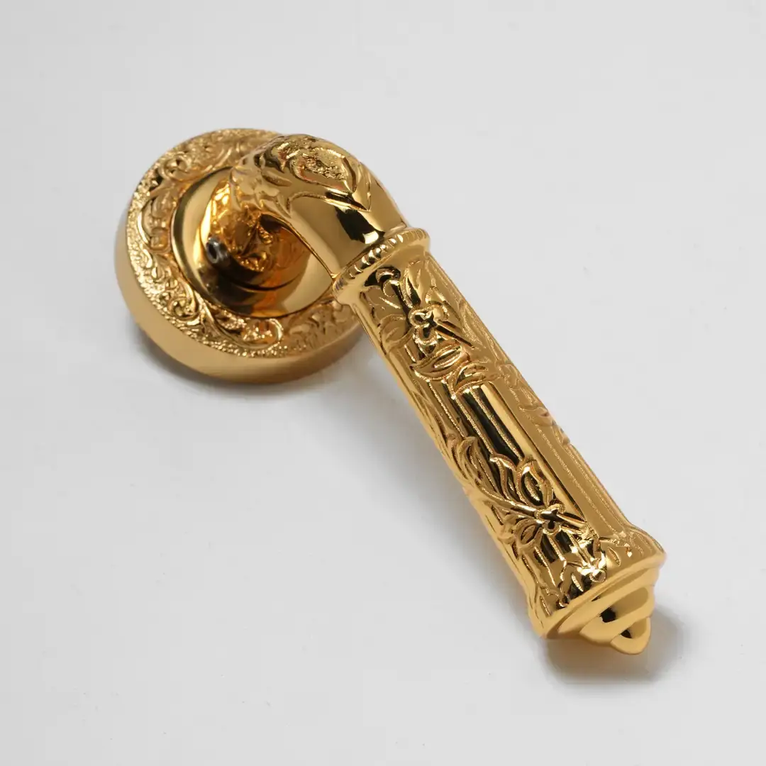 Palace Rozetli Kapı Kolu 24 Ayar Altın Kaplama Yale