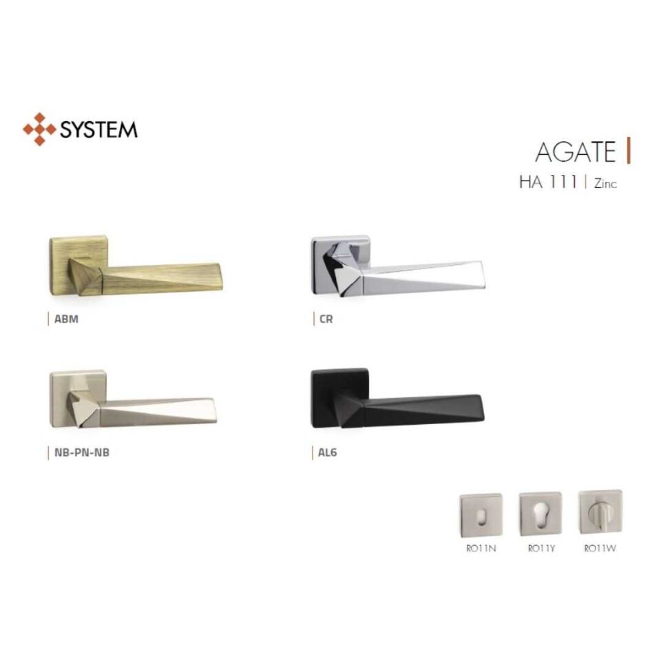 System AGATE Rozetli Kapı Kolu Siyah Renk (HA111RO11 AL6) WC
