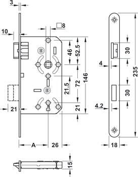 Häfele Sessiz Gömme Kapı Kilidi 55 mm Menteşeli Kapılar İçin Seren Mesafeli