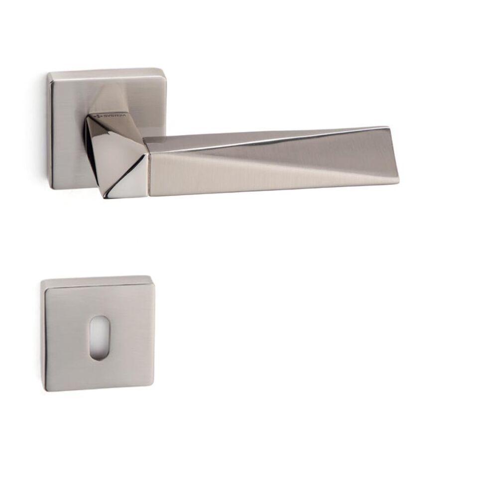 System AGATE Rozetli Kapı Kolu Nikel Saten Renk (HA111RO11 NB-PN/NB)