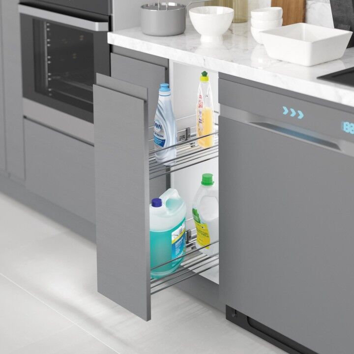 Gizli Raylı Deterjanlık (Tek Açılım) Tel 203 mm Sağ Crom