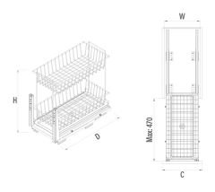 Zemin Bağlantılı Tezgah Altı 2 Sepetli Ünite