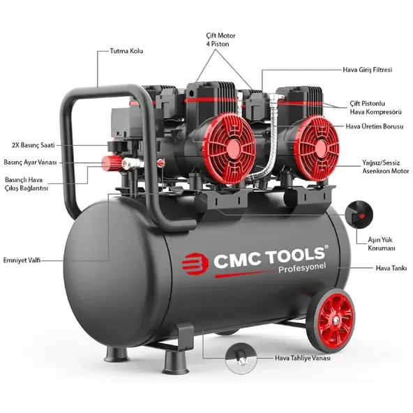 CMC Premium 0912 Sessiz Yağsız Hava Kompresörü 50 Lt