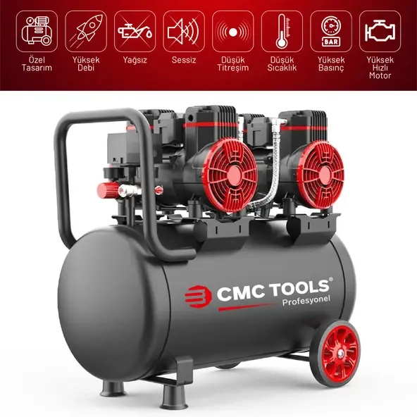 CMC Premium 0912 Sessiz Yağsız Hava Kompresörü 50 Lt