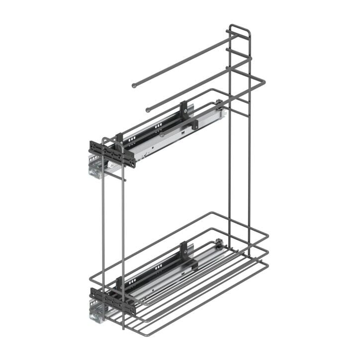 Gizli Raylı Havlu Askılı Deterjanlık (Çift Açılım) Ahşap 203 mm Sol