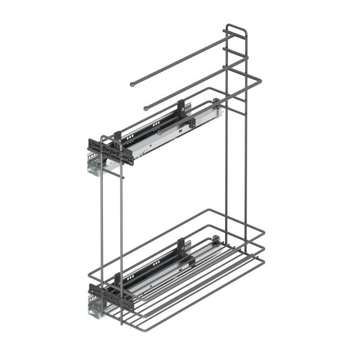 Gizli Raylı Havlu Askılı Deterjanlık (Çift Açılım) Ahşap 203 mm Sağ