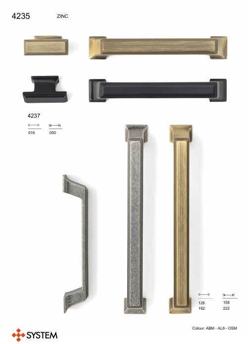SYSTEM 4235 Antik Gümüş Renk Klasik Kulp 192 mm (SY4235 0192 OSM)