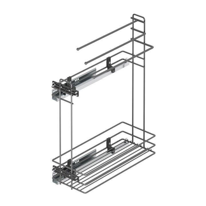 Gizli Raylı Havlu Askılı Deterjanlık (Tek Açılım) Ahşap 203 mm Sol