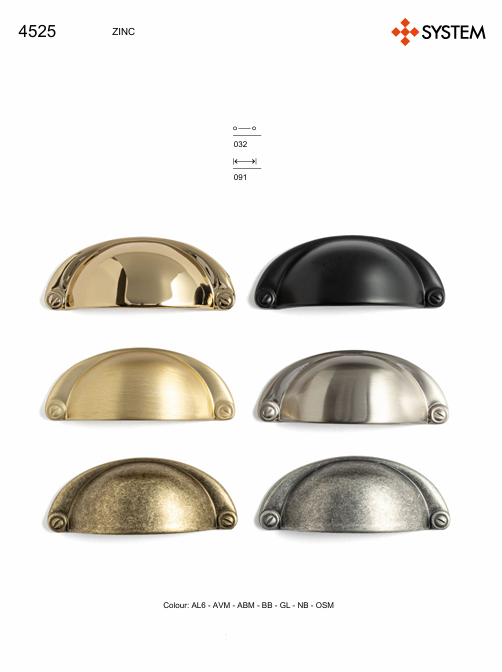 System 4525 Gold Renk Tas Kulp 32 mm (SY4525 0032 GL)