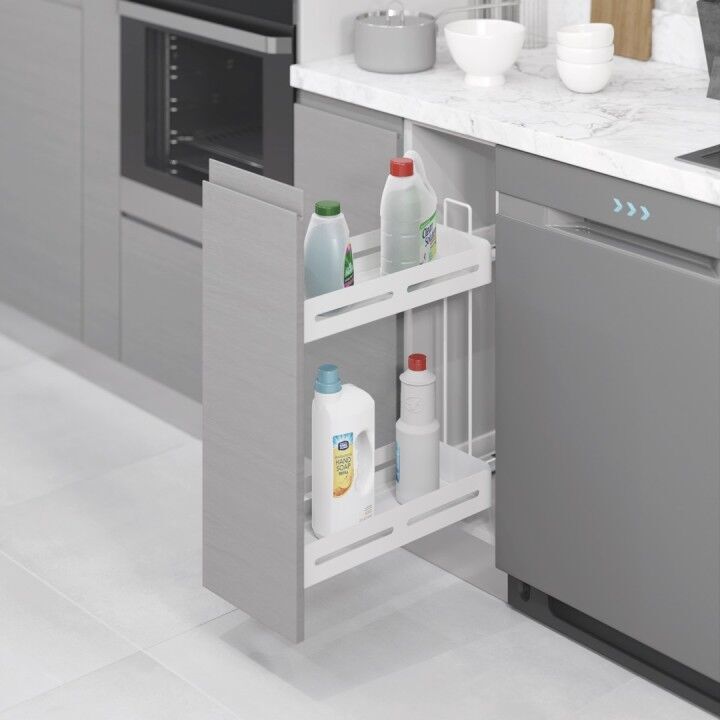 Unique Box Gizli Raylı Deterjanlık (Çift Açılım) 151 mm Sağ Beyaz