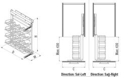 Yandan Gizli Raylı Şişe Ünitesi 260 mm Sol
