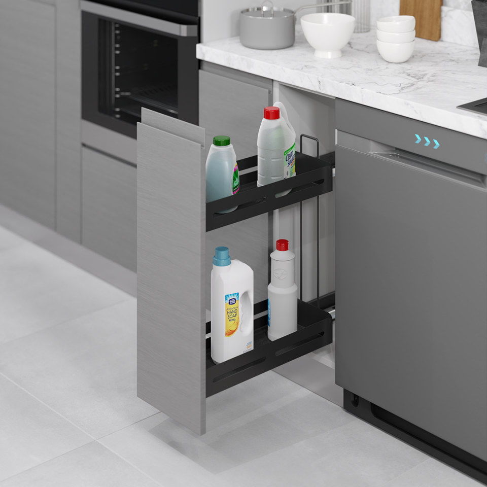 Unique Box Gizli Raylı Deterjanlık (Çift Açılım) 203 mm Sağ