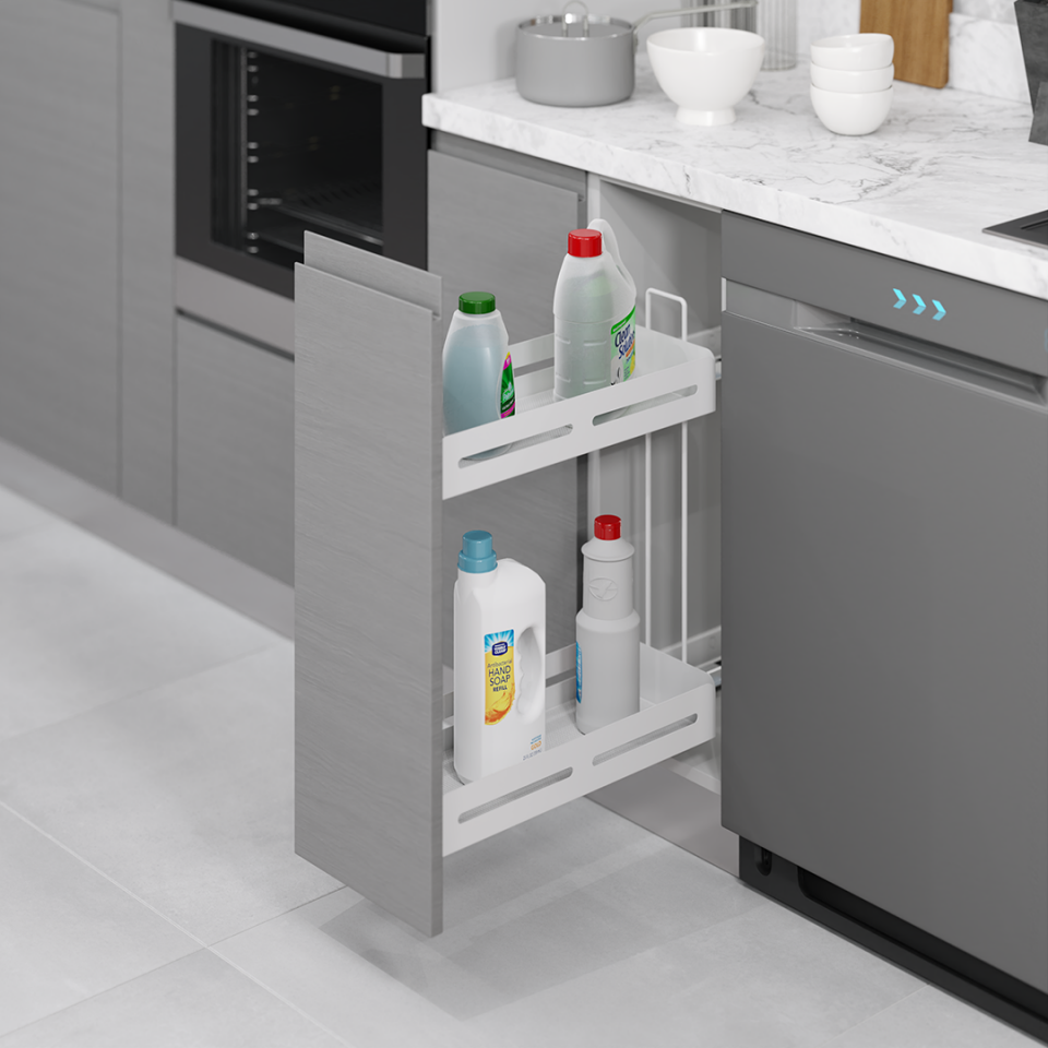 Unique Box Gizli Raylı Deterjanlık (Çift Açılım) 203 mm Sol