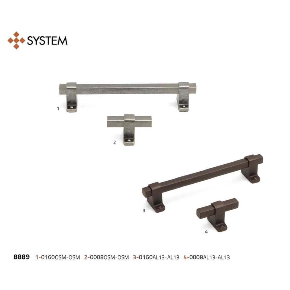 System 8889 Kahverengi Renk Modern Kulp (SY8889 0008 AL13-AL13) 8 mm (SY8889 0008 AL13-AL13)