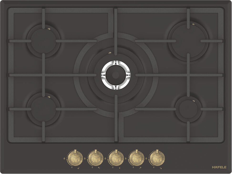 Ankastre Ocak, HÄFELE VINTAGE, 70 cm, Metal, 5 Gözlü, Gazlı, Döküm Izgaralı