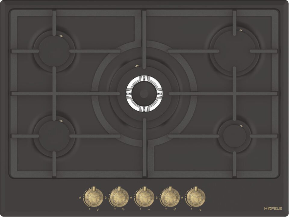 Ankastre Ocak, HÄFELE VINTAGE, 70 cm, Metal, 5 Gözlü, Gazlı, Döküm Izgaralı