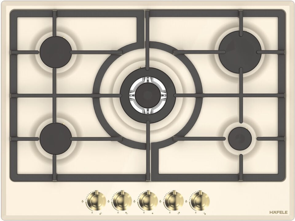 Ankastre Ocak, HÄFELE VINTAGE, 70 cm, Metal, 5 Gözlü, Gazlı, Döküm Izgaralı