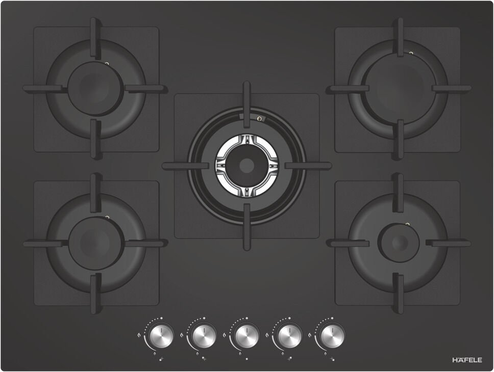 Ankastre Ocak, HÄFELE CAPELLA, 70 cm, Cam, 5 Gözlü, Gazlı, Döküm Izgaralı