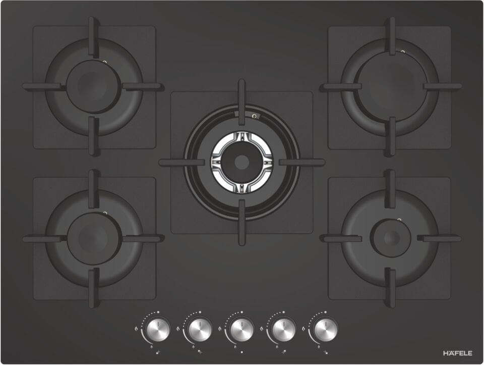 Ankastre Ocak, HÄFELE CAPELLA, 70 cm, Cam, 5 Gözlü, Gazlı, Döküm Izgaralı