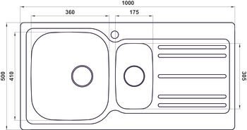 Eviye, HÄFELE CAPUA 06, Paslanmaz Çelik, 1.5 Gözlü, Sağ Damlalıklı, 1000x500, Satin