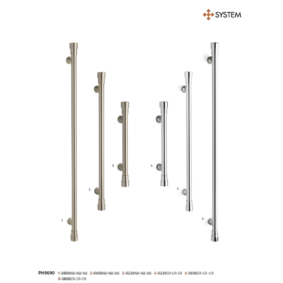 System 9690 Krom Renk Çekme Kapı Kolu (PH9690 CR-CR-CR)