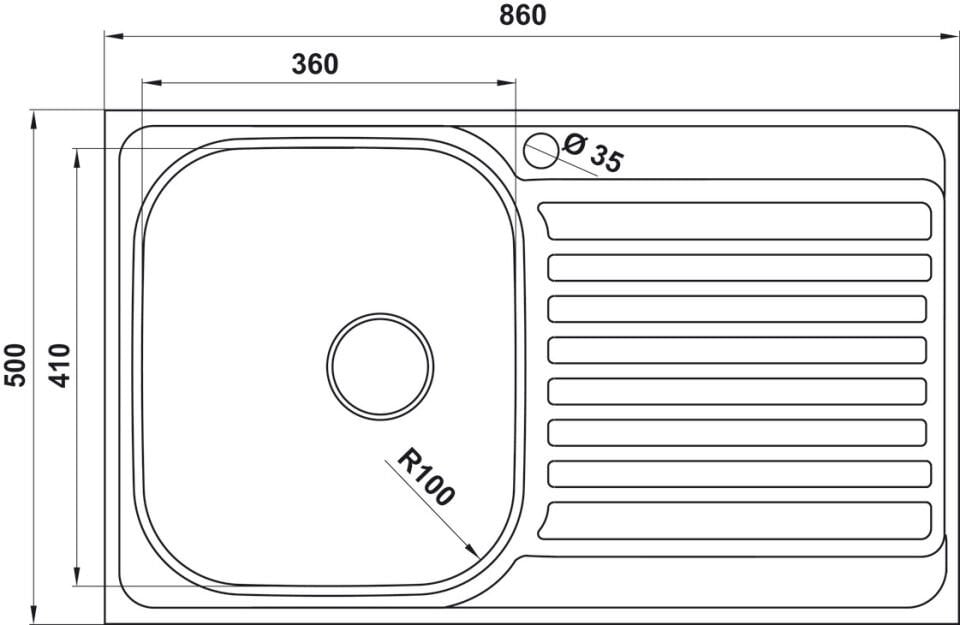 Eviye, HÄFELE CAPUA 04, Paslanmaz Çelik, 1 Gözlü, Sağ Damlalıklı, 860x500, Dekorlu