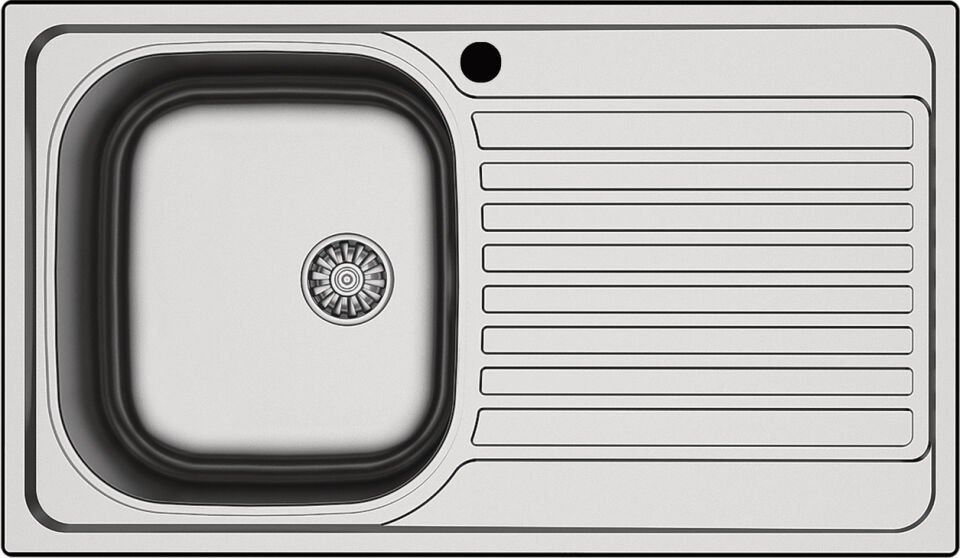 Eviye, HÄFELE CAPUA 04, Paslanmaz Çelik, 1 Gözlü, Sağ Damlalıklı, 860x500, Dekorlu