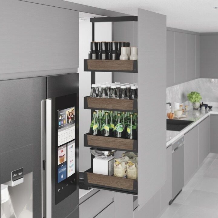 Unique Wood Gizli Raylı Frenli Kiler 1250-1400 mm Antrasit | 350 mm Kapak Uyumlu