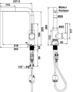 Eviye Bataryası, HÄFELE GRANADA PULL, Spiralli, Çift Fonksiyonlu El Duşu, Tek Kumanda Kollu Beyaz
