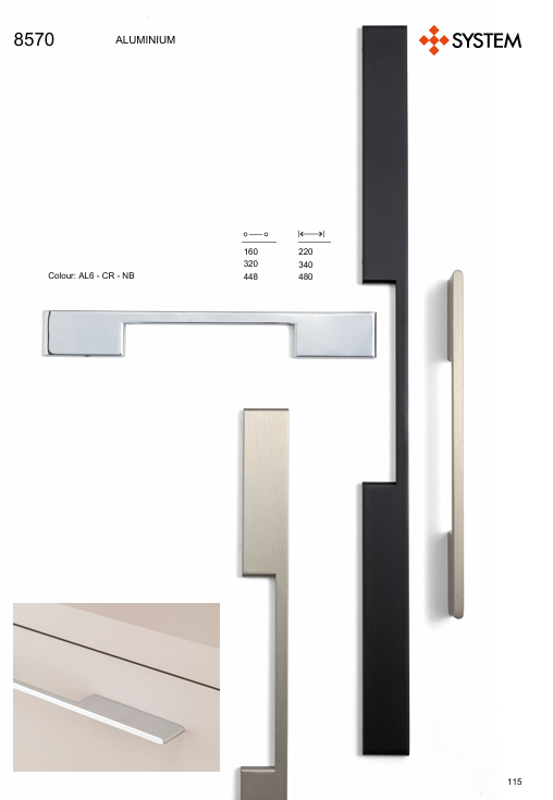 System 8570 Krom Renk Modern Kulp (SY8570 CR)