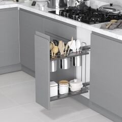 Gizli Raylı Ahşap Tablalı Kepçelik 420 mm Sol