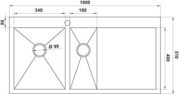 Eviye, HÄFELE NOVARA PLUS 02, Paslanmaz Çelik 1.5 Gözlü, Sağ Damlalıklı, 1000x510, Fırçalı