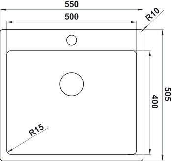 Eviye, HÄFELE NOVARA 12, Paslanmaz Çelik 1 Gözlü, Damlalıksız, 550x505, Fırçalı